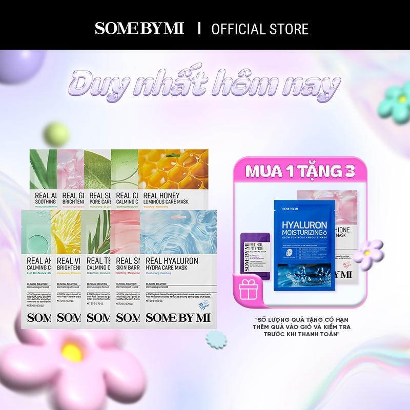 [Quà tặng 1 mask real+ 1 mask ampoule + 1 retinol 1.5g] Some By Mi Combo mặt nạ dưỡng da Real Mask 20g (10 miếng mix)