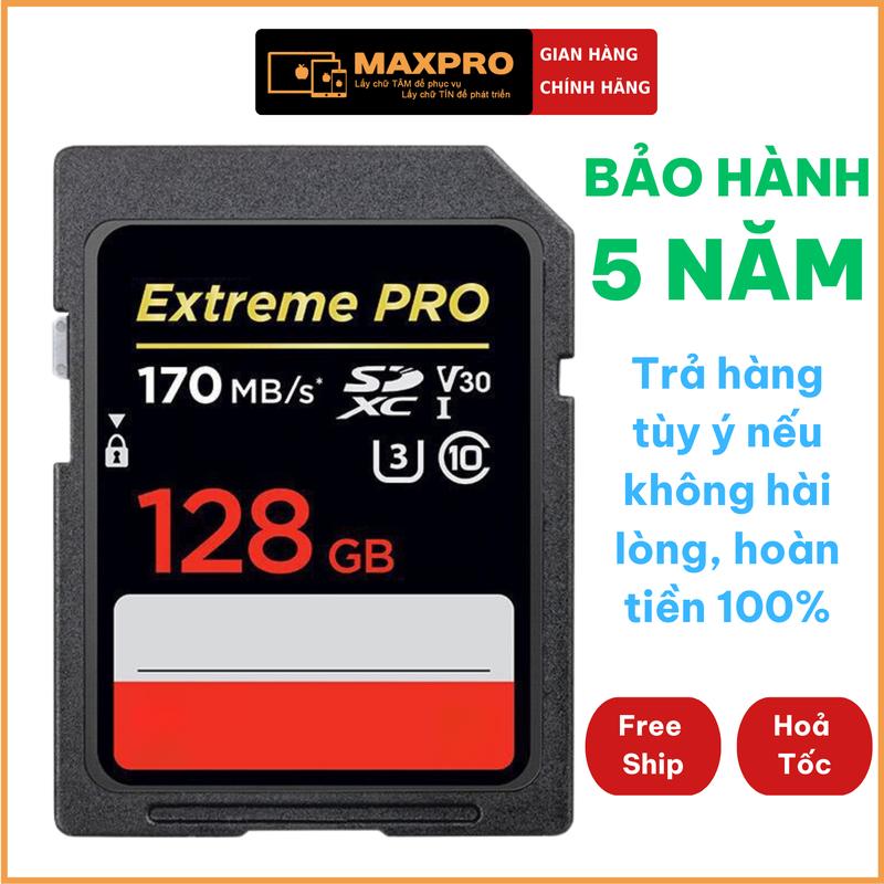 Thẻ nhớ SD 128GB 64GB 32GB 256GB Ultra Class 10 và Extreme Pro tốc độ cao cho máy ảnh, máy quay 4K Full HD