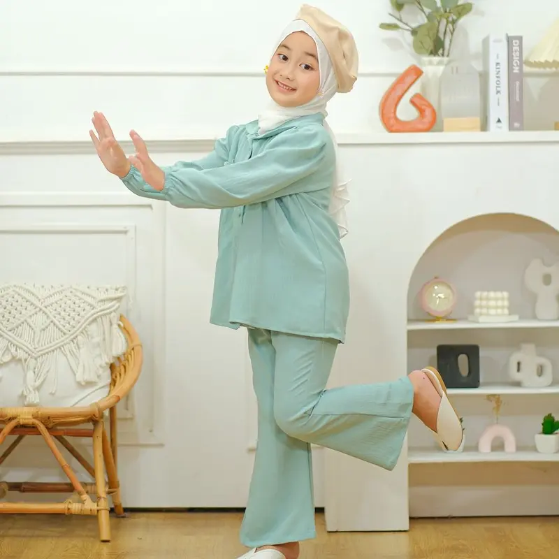 Set Zaina Set Anak Rayon Airflow Neeca Kiddos Size 6 8 10 12 14 Tahun Setelan  Baju  Muslim  Crinkle 4