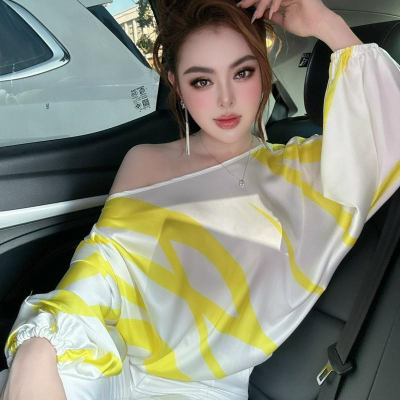 Áo lụa sọc VÀNG tay dài R180 Trang Nemo 1