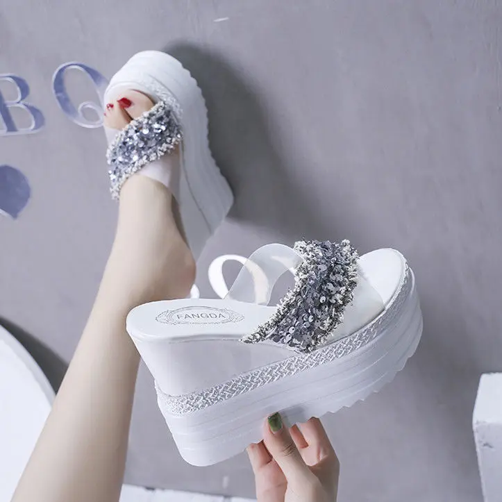 Dép Đế Xuồng, Nữ Mùa Hè, Dày Siêu, Gót Ẩn, 12cm, Thời Trang, Dễ Phối Đồ, Kiểu Lộ Ngón Chân