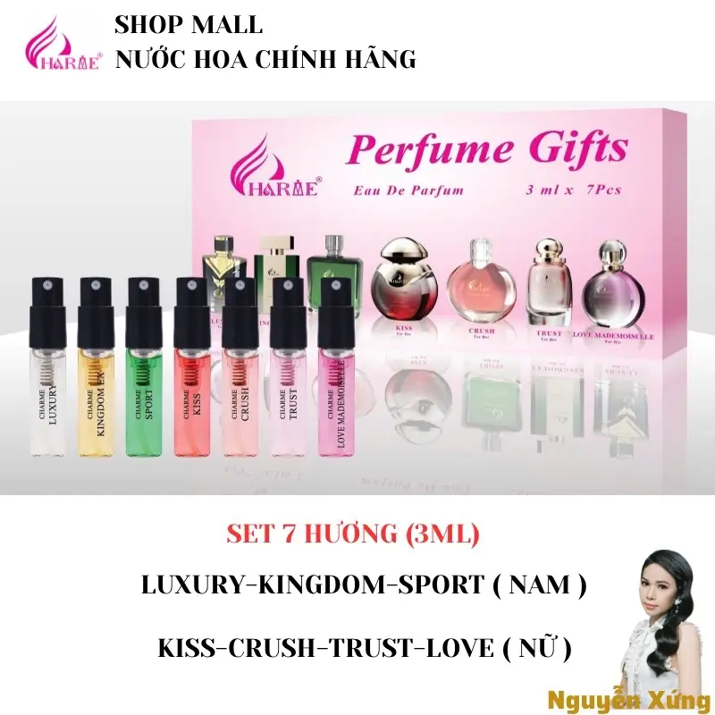 SET CHARME 7 HƯƠNG ( 7 Chai 3ML dạng xịt ) - NƯỚC HOA CHARME 2