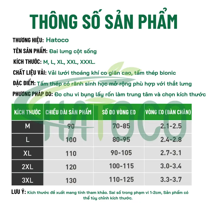 Đai Lưng Cột Sống Thoát Vị Đĩa Đệm Hatoco Chống Đau Lưng, Thoái Hóa Cột Sống, Đau Thần Kinh Tọa 1