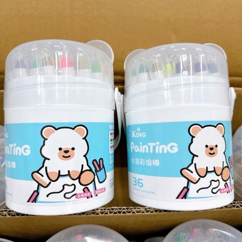 HỘP MÀU SÁP Vặn Lụa BÚT SÁP KIÊM MÀU NƯỚC + CỌ VẼ 12 24 36 48 MÀU