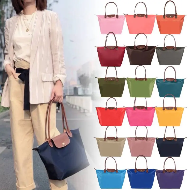 Large Foldable Nylon Tote Bag For Women Waterproof And Lightweight Ideal For Sports Fitness And Shopping Choose From A Variety Of Colors Red Wine Red Purple Khaki Light Grey Green Blue Black Orange Brown Rose Red Watermelon Red Lake Blue Pink Navy Blue