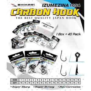 Kail Pancing SHIKARI CARBON HOOK 1053 Besar / 1054 Kecil (No.1 - No.15) Carbon Murah