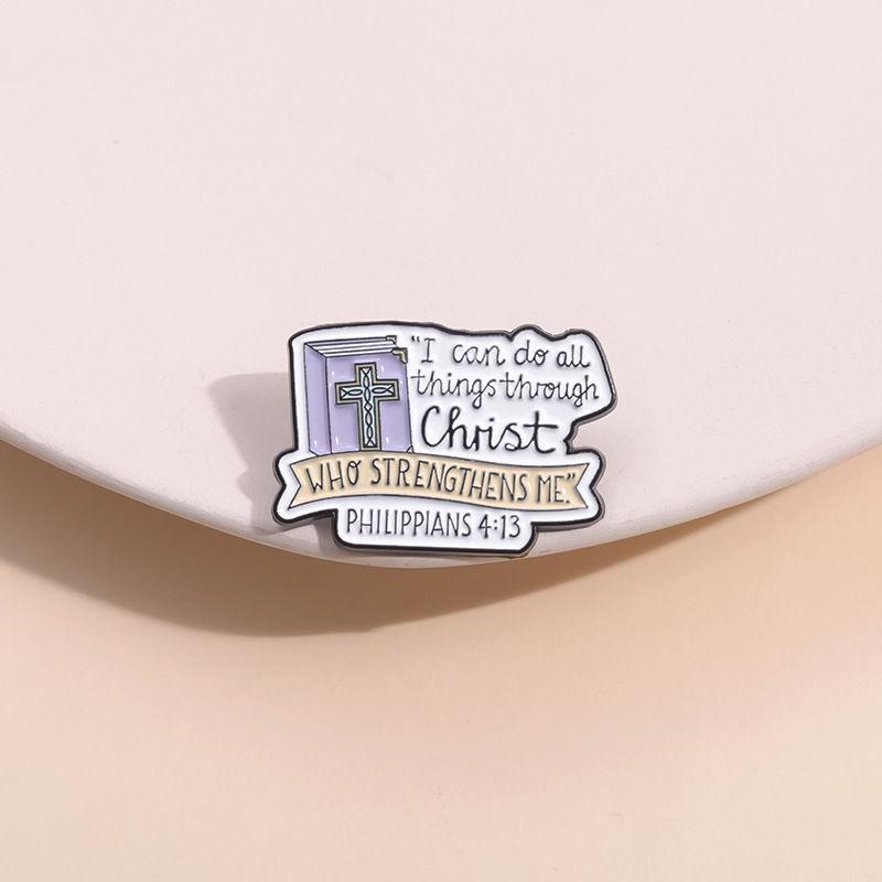 Product Introduction of New Light Color English Letter Enamel Badge Fun Book Cross Shape Alloy Accessory Brooch 5