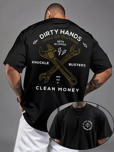 メンズ レギュラーフィット グラフィックプリント ラウンドネックTシャツ、ストリートファッション カジュアル 半袖Tシャツ（日常使いに最適）、夏用メンズ衣類