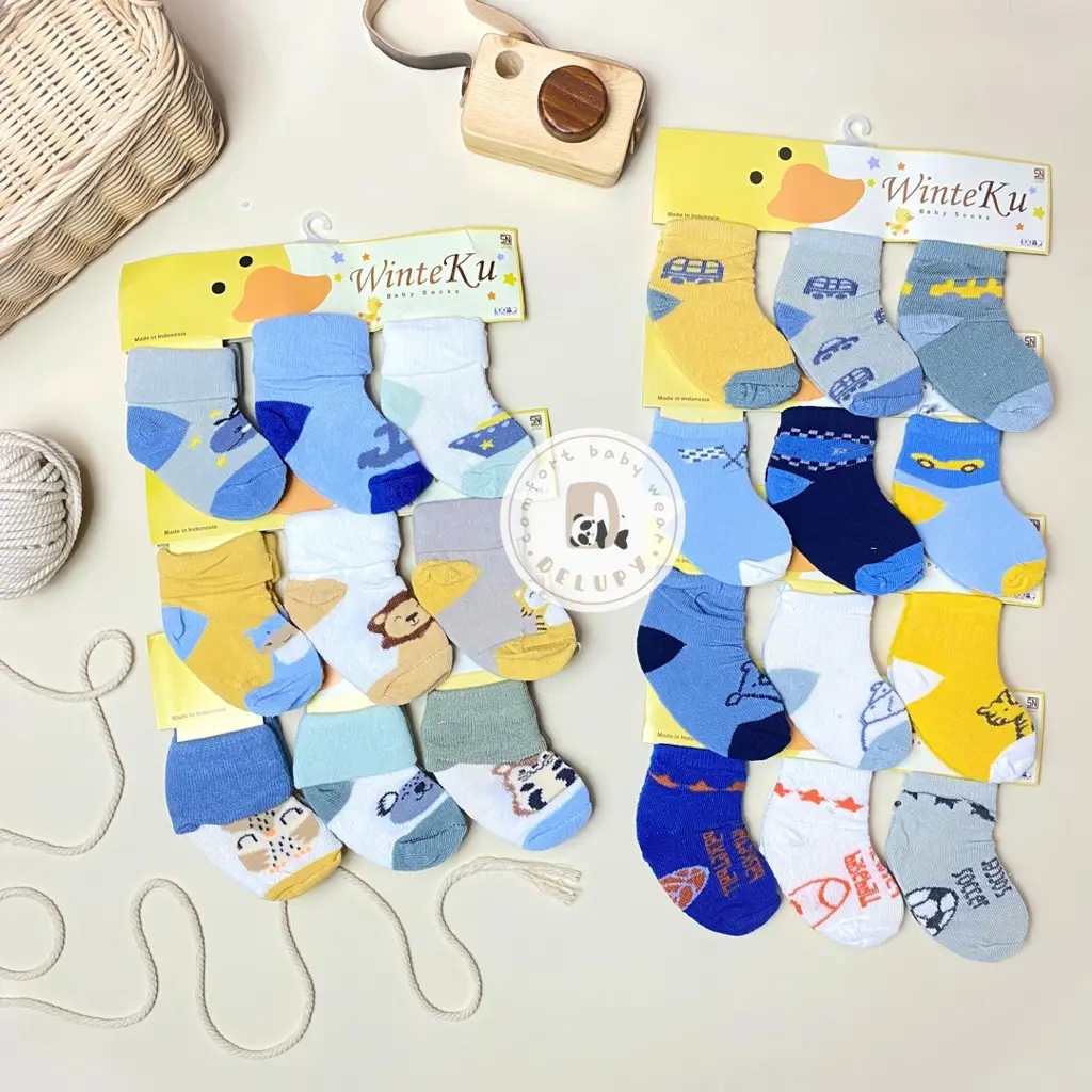 DELUPY Baby Shock 3 in 1 Motif Boy SNI | Kaos Kaki Bayi Newborn