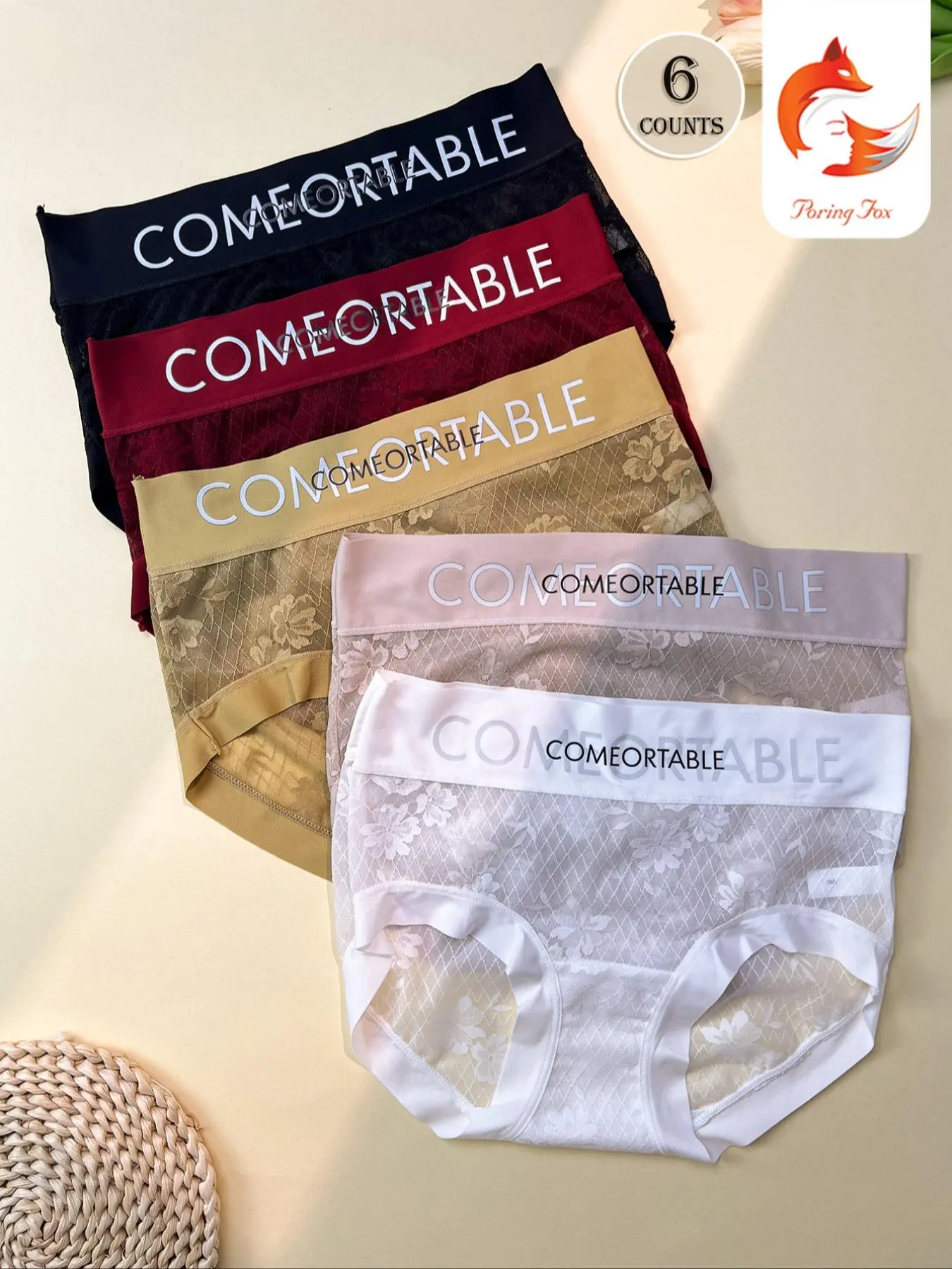Women's Contrast Lace Panty, Soft Comfy Breathable Knicker for Daily Wear, Underwear for All Seasons