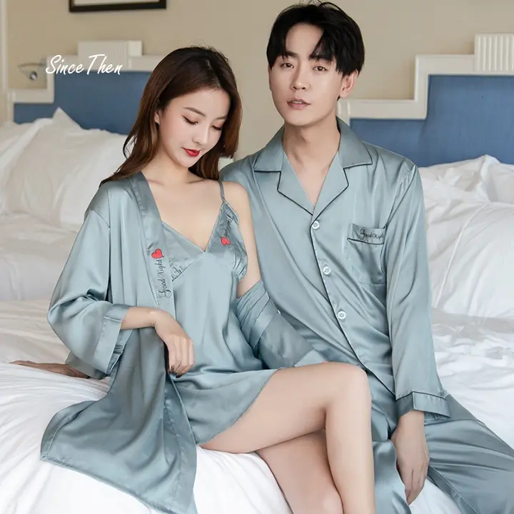 Đồ ngủ đôi áo choàng màu xanh ngọc - D0004XN Nữ Top