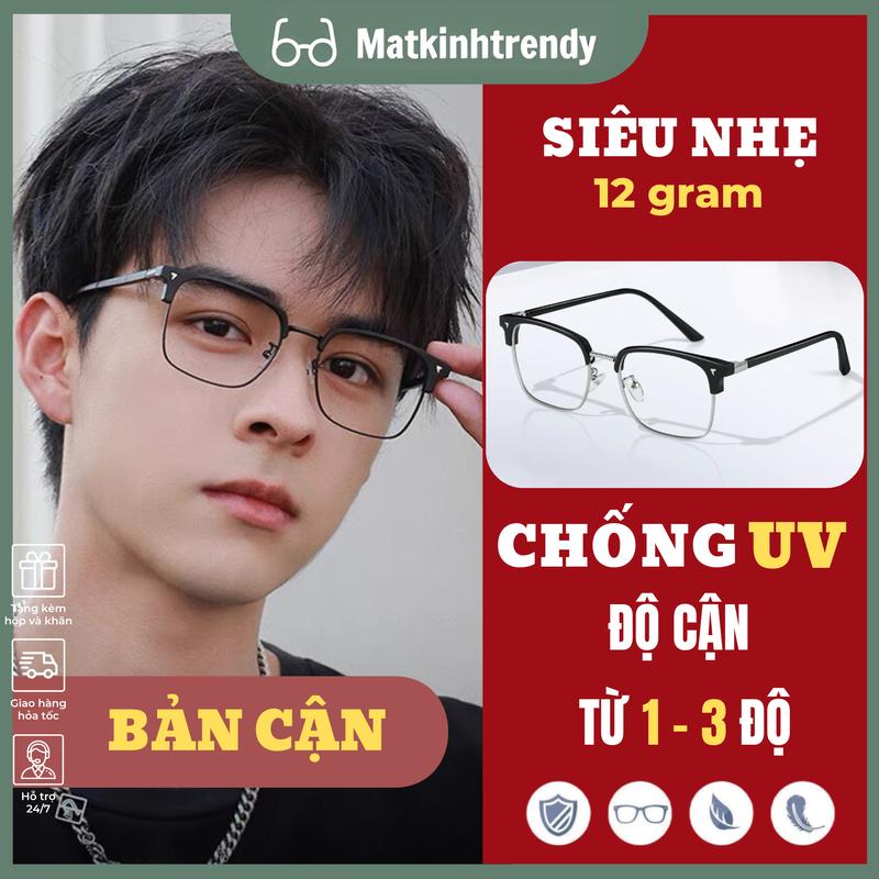  MÃ K15 Kính Cận Thời Trang Nam Nữ Từ 0-3 Độ Kính Cận Đẹp Chống UV Gọng Nhựa Siêu Nhẹ Mắt Kính Cận Cho Nữ Mặt Tròn Kính Cận Nam Gọng Nửa Viền Gọng Kính Cận Đeo Đi Học Đi Chơi Tặng Nước Lau Kính Mắt Cận Khăn Lau Kính Mắt Cận Phong Cách Trẻ Trung Năng Động 