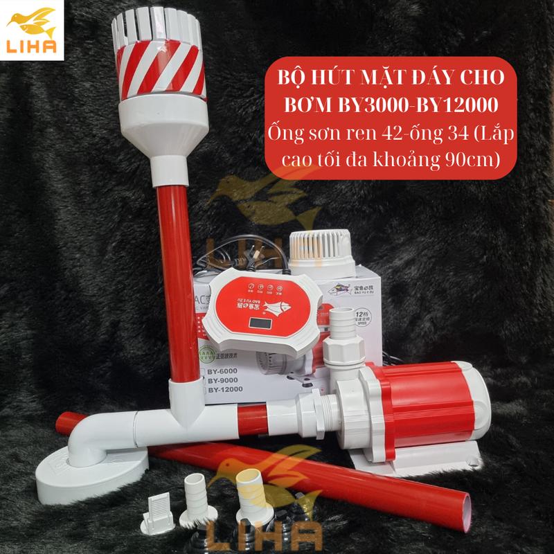 Combo Hút Mặt Đáy Cho Bơm Baoyu BY102-BY109S BY3000-BY12000 - Máy Bơm Kèm Bộ Hút Cặn Mặt Đáy Cho Bể Cá lọc hút đáy bể cá