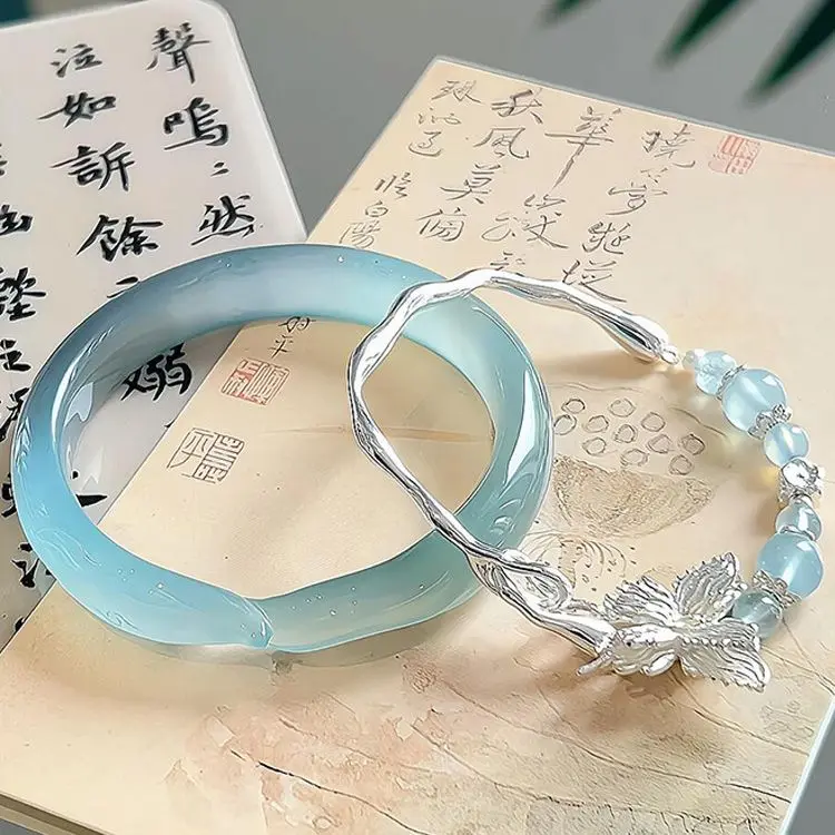 Vòng Tay Cáo Băng Xanh Tươi Mới, Phụ Kiện Thời Trang, Phong Cách Trung Quốc Thiết Kế Độc Đáo Thanh Lịch, Thích Hợp Cho Bé Gái Và Phụ Nữ, Vòng Tay Hòa Bình Dễ Phối Đồ Cho Phụ Nữ, Người Nổi Tiếng Trên Internet, Phong Cách Cổ Xưa Hoa Kiềng