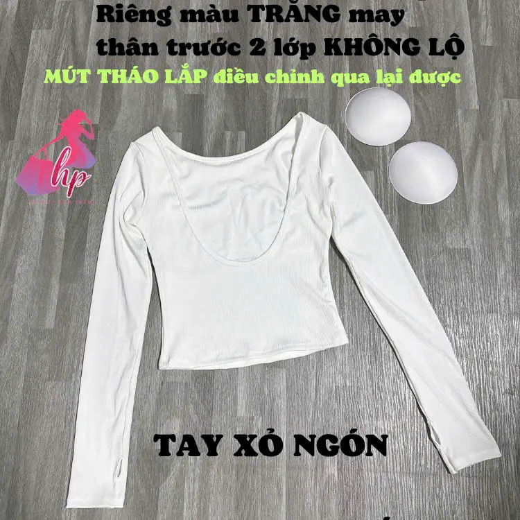 Áo thun dài tay hở lưng ôm body, áo kiểu nữ màu đen trắng co giãn hàn quốc sang chảnh thu đông đi chơi tôn dáng G963 Jean Women Top 8
