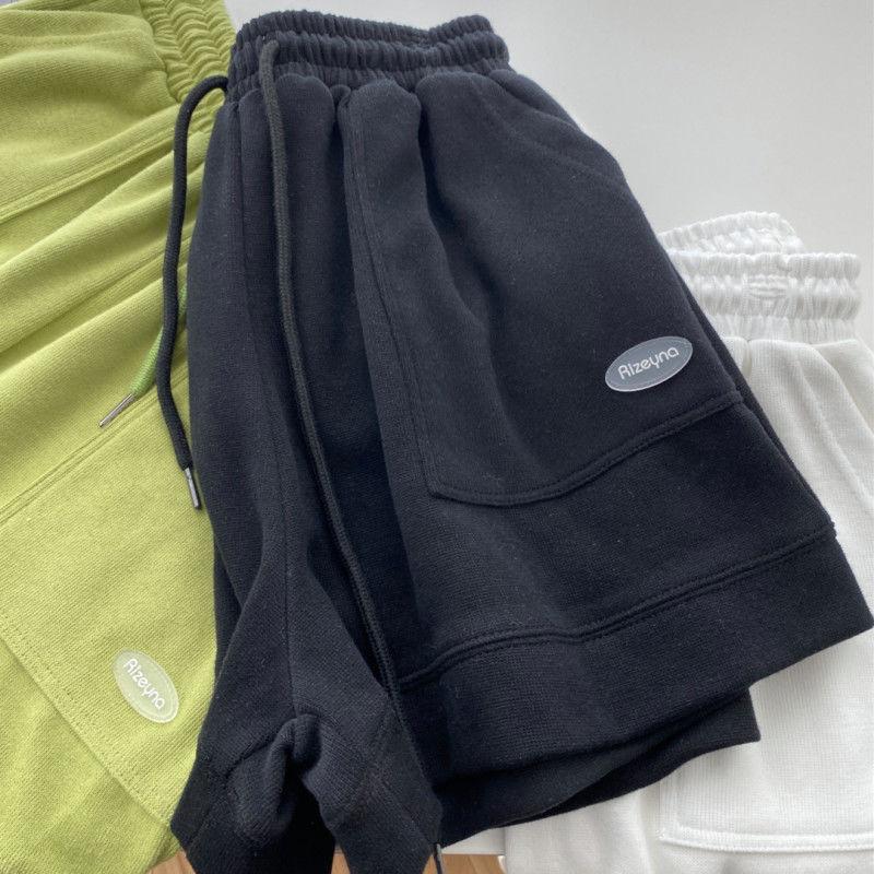 2024 High waisted slimming casual sports shorts for women's new Korean loose wide leg drawstring A-line pants 2