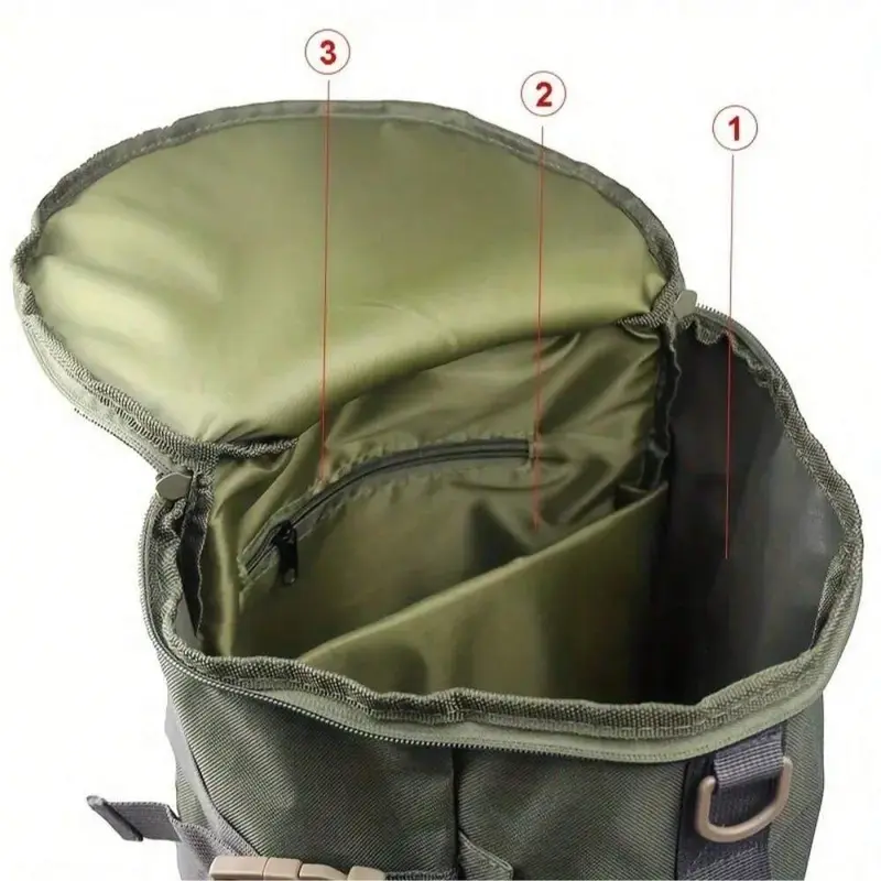 Fishing Gear Backpack, 1 Count Durable Oxford Cloth Sports Fishing Equipment Bag, Multi-grid Fishing Backpack with Rod Holder, Outdoor Fishing Accessories 6