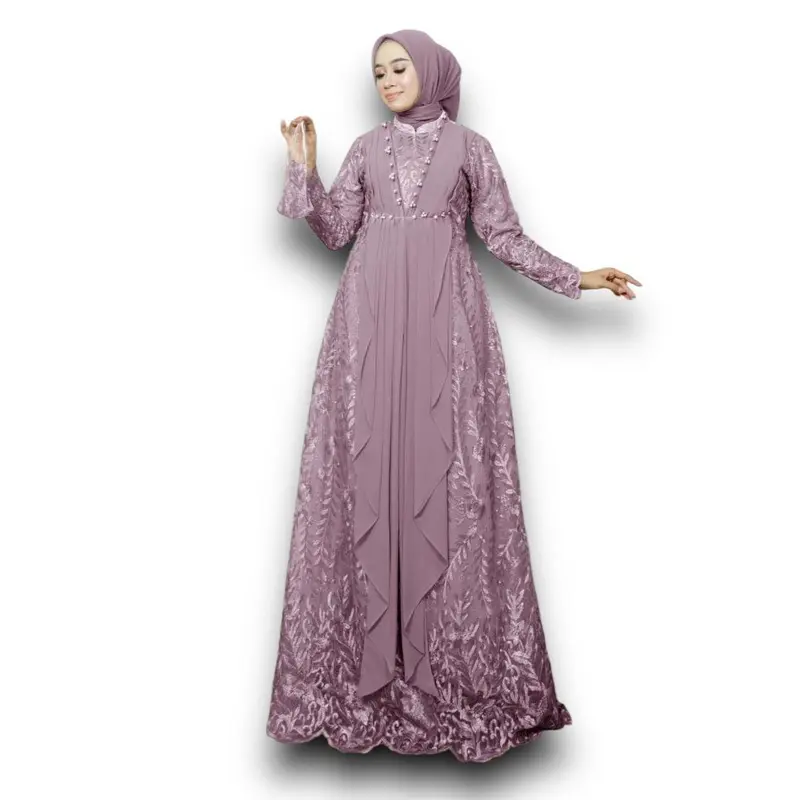GAMIS MAXI BUSUI VIARA/ TANPA Masker/ KEBAYA BUSUI/ GAMIS PESTA/ GAMIS BUSUI MUSLIM Kombinasi Mutiara Panjang Tile 1