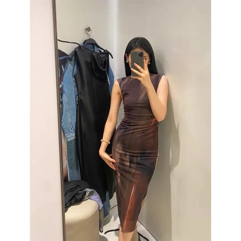 GRANDY - Mivia Tulle Mesh Pattern Dress / Terusan Wanita Tile Sheer
