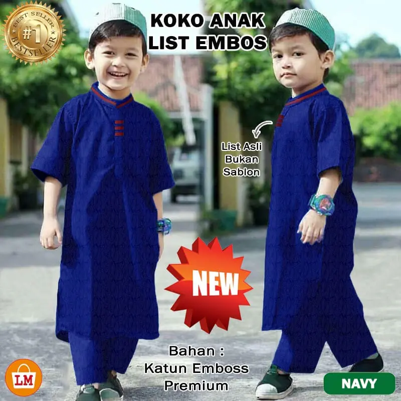 setelan koko anak pakistan model list umur 1-11 thn Panjang Muslim Baju Katun Pendek Kurta 4