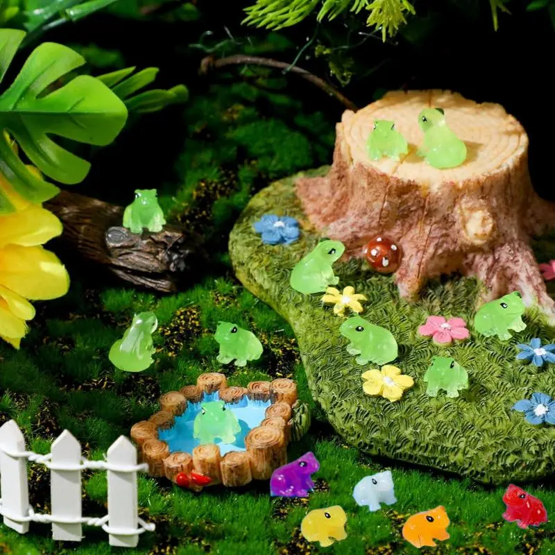 Luminous Frog Design Resin Ornament, 30/50pcs Cute Frog Decoration, Micro Landscape Decoration, Desktop Decoration for Home & Office 5