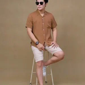 KEMEJA HAWAIAN POLOS LENGAN PENDEK