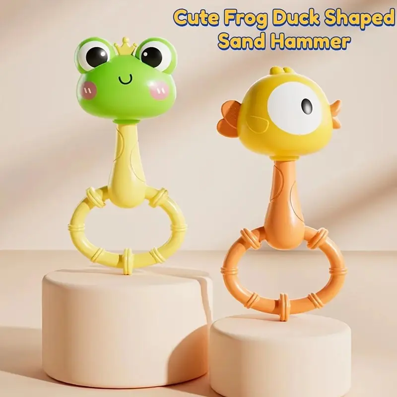 Cute Frog Design Hand Rattle Sensory Toy, Baby Teething Toy, Baby Sound Toy, Educational Toy for Newborn Baby, Hand Eye Coordination Toy 5