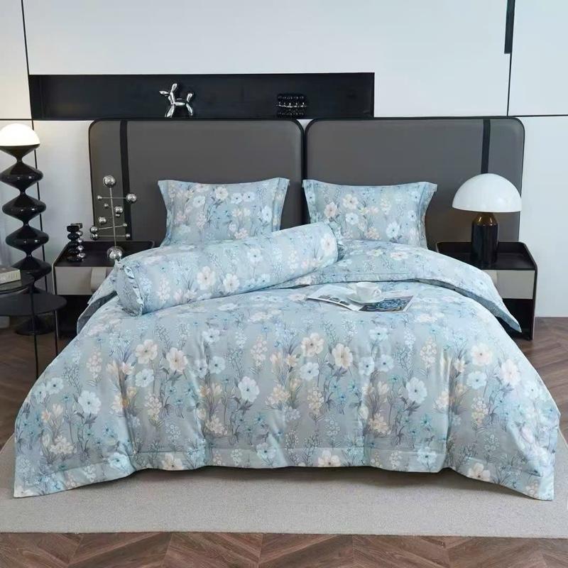 Bộ VỎ chăn ga gối trần bông lụa tencel 60s mềm mát 5 món: 1 chăn lót bông có khoá kéo, 2 vỏ gối, 1 ga giường trần bông, 1 vỏ gối ôm