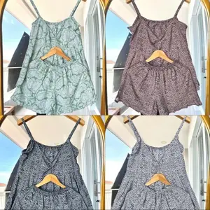 Paket Hemat 3pcs Setelan Tanktop Pendek Jumbo Bahan Rayon Santai Celana Wanita Baju Tidur Piyama Motif Dewasa