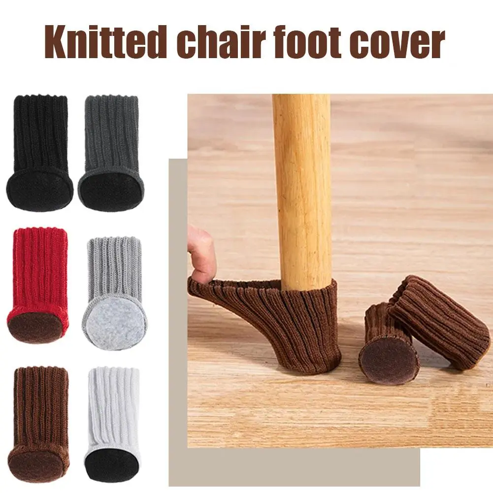 4 PCS Knitted Floor Protector Cloth Chair Foot Cover Chair Table Leg Cover Socks Protection