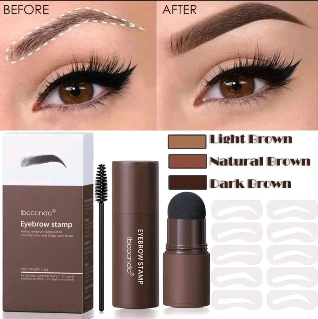 ibcccndc Eyebrow powder Cetakan alis instan eyebrow stamp alis waterproof dgn 10 cetakan alis