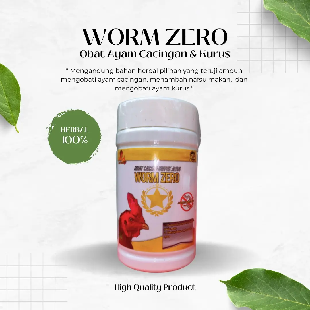 Obat Cacing Ayam WORM ZERO Ampuh Obati Ayam Kurus Cacingan Dan Tidak Nafsu Makan