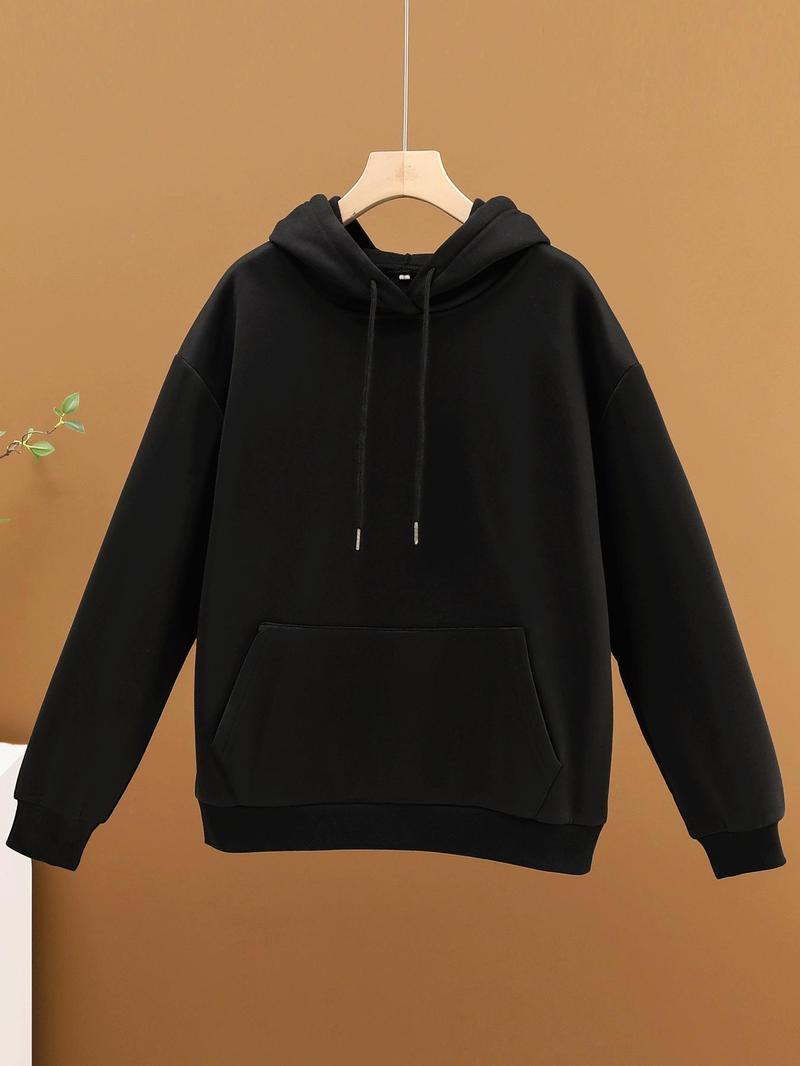 Product Introduction of Women's Cartoon Pug & Letter Print Hoodie, Fashion Casual Pocket Hooded Sweatshirt for Daily Holiday Outdoor Wear, Women Clothing for Fall & Winter,  Pug Merch 2