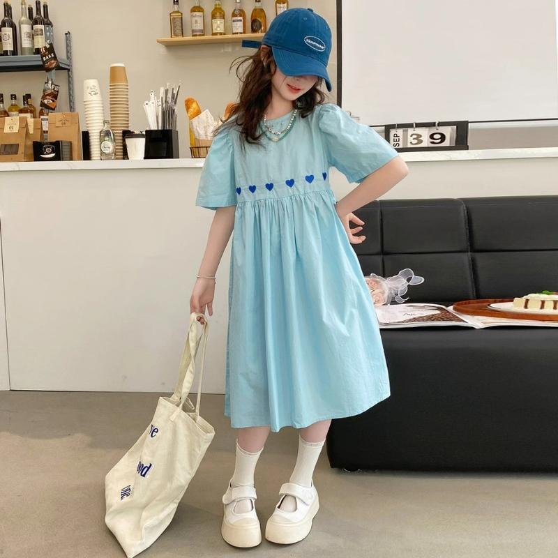 3-14 Tuổi Bé Gái Mùa Hè Váy Trẻ Em Phiên Bản Hàn Quốc Quần Áo Trẻ Em Váy Công Chúa Bé Gái Preppy Phong Cách Puff Tay Áo