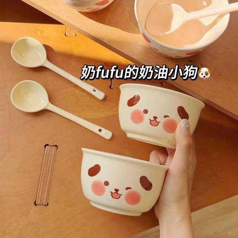 Bộ 2 bát sứ kèm 2 thìa đáng yêu/ set 2 chén tặng kèm 2 thìa mẫu mã đa dạng 7