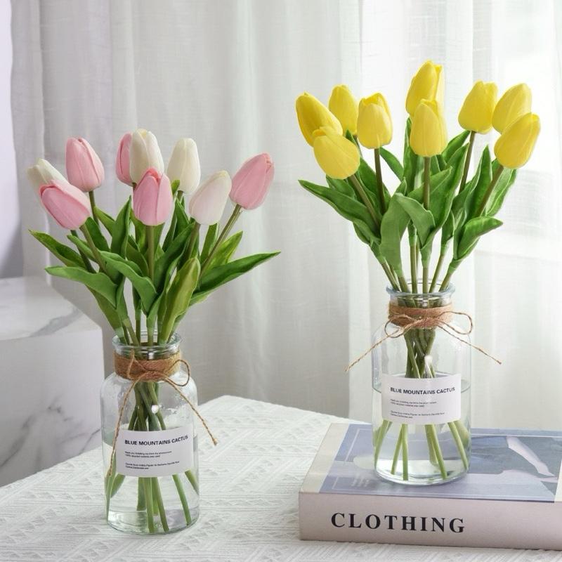1 cành Hoa giả hoa tulip cao su loại đẹp có mùi thơm