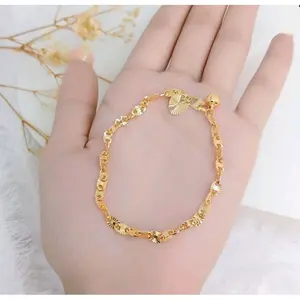 Gelang Titanium Motif Pecah Kopi Berlapis Emas18k Anti Luntur dan Karat