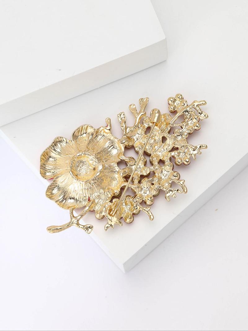Product Introduction of Poppy Design Brooch, Fashionable Rhinestone Decorated Brooch for Women & Men, Enamel Pin Suitable Jewelry for Backpacks, Jeans, Scarves, Hats Decoration 8