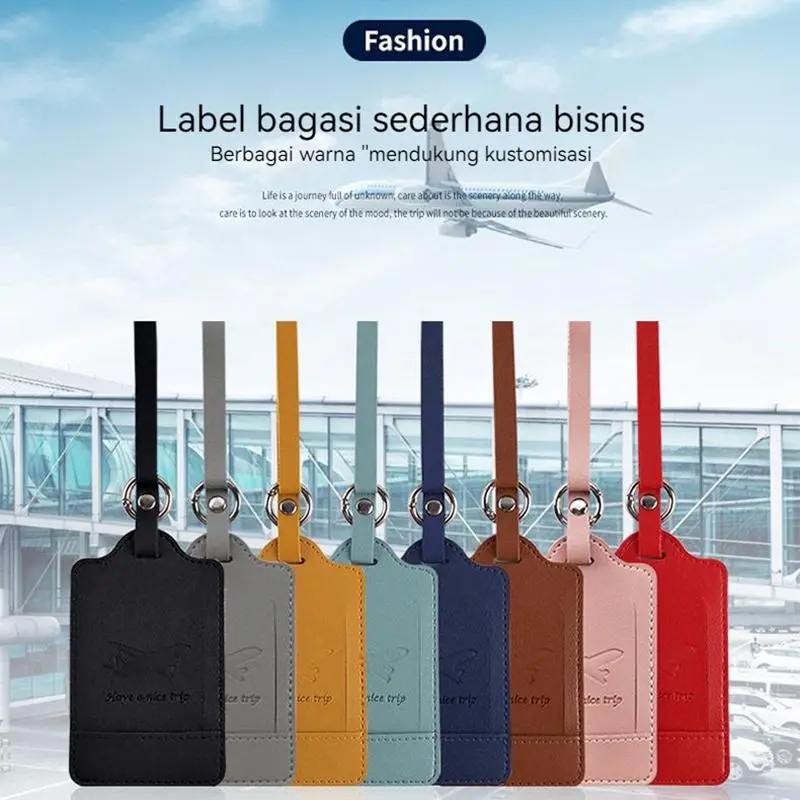 Bbambu Tag Label Koper Bagasi Gantungan Label Nama Tas Luggage Tag / Portable PU Kulit Bagasi Tag Koper Pengidentifikasi Label Bagasi Papan Tas Tag Nama ID Alamat pemegang Paspor Perjalanan Kartu 1