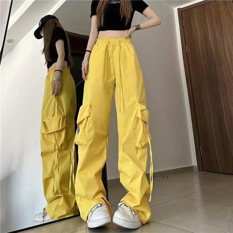 Product Introduction of American Casual Pants Women's New Straight Draping Effect Wide-Leg Overalls High Waist Pants for Summer 2024 19