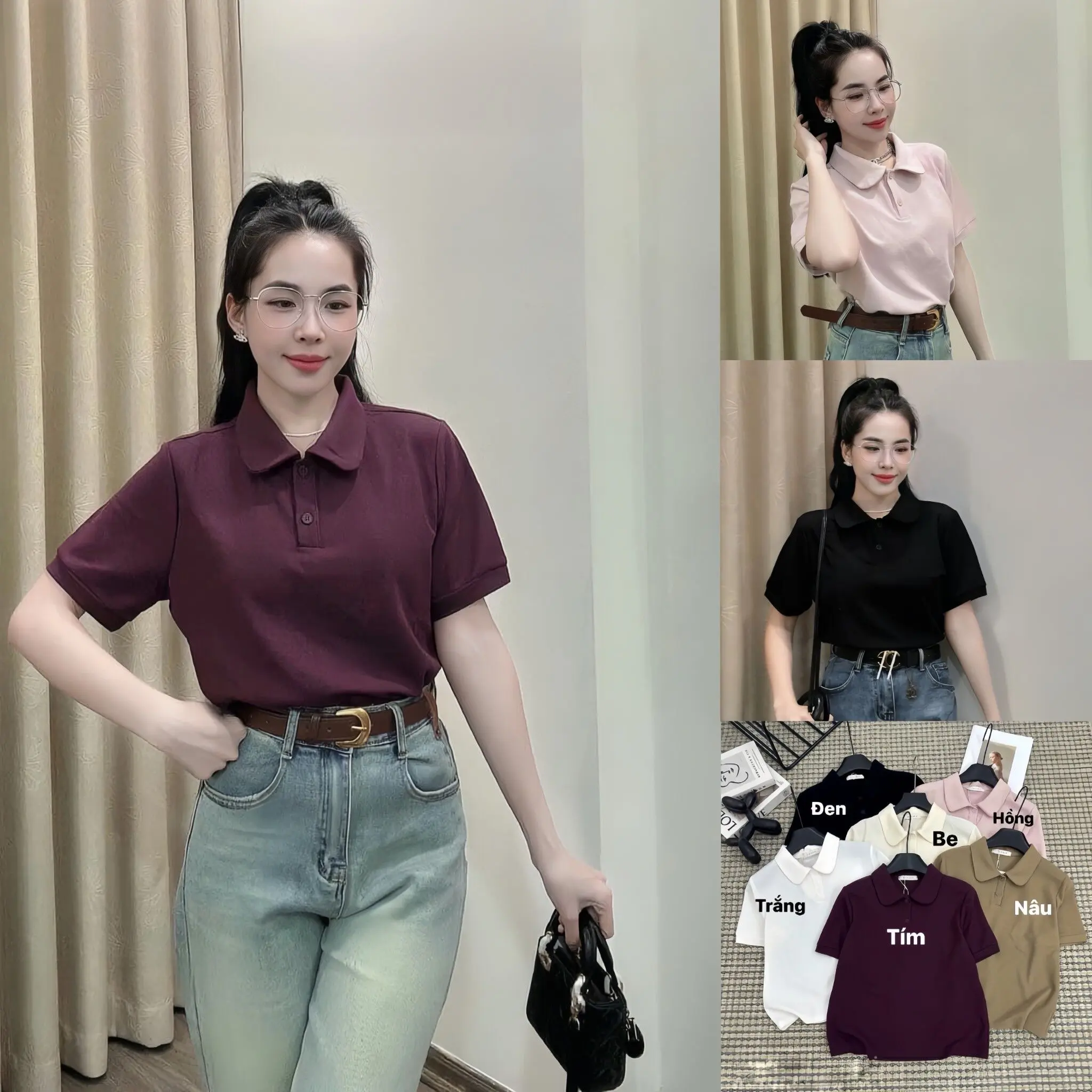 Áo Polo cổ sen #A18, chất liệu poly cotton, 6 màu sắc - Nữ, Women