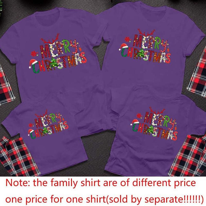 Product Introduction of Merry Christmas Family Outfit Mom and Dad Children Crew-neck Short-sleeved Top Christmas Apricot Family Matching T-shirt 26