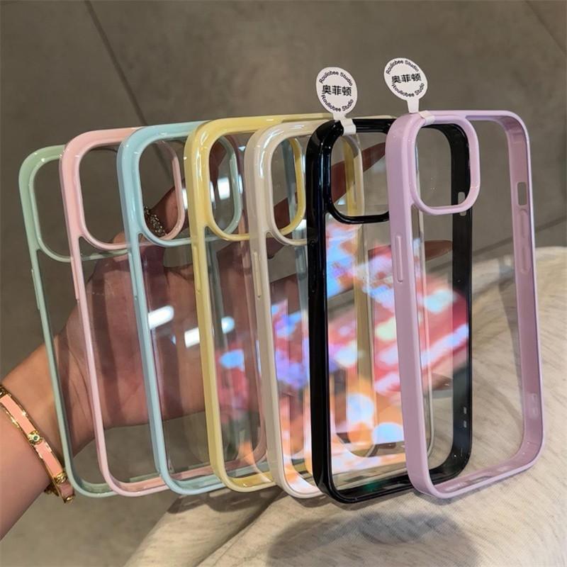 Ốp Cứng Acrylic, Màu Trơn Dopamine, Dành Cho iPhone 11 12 13 14 15 16 Pro Max Plus, Ốp Điện Thoại Trong Suốt Đơn Giản Và Cao Cấp, Ốp Lưng iPhone 11