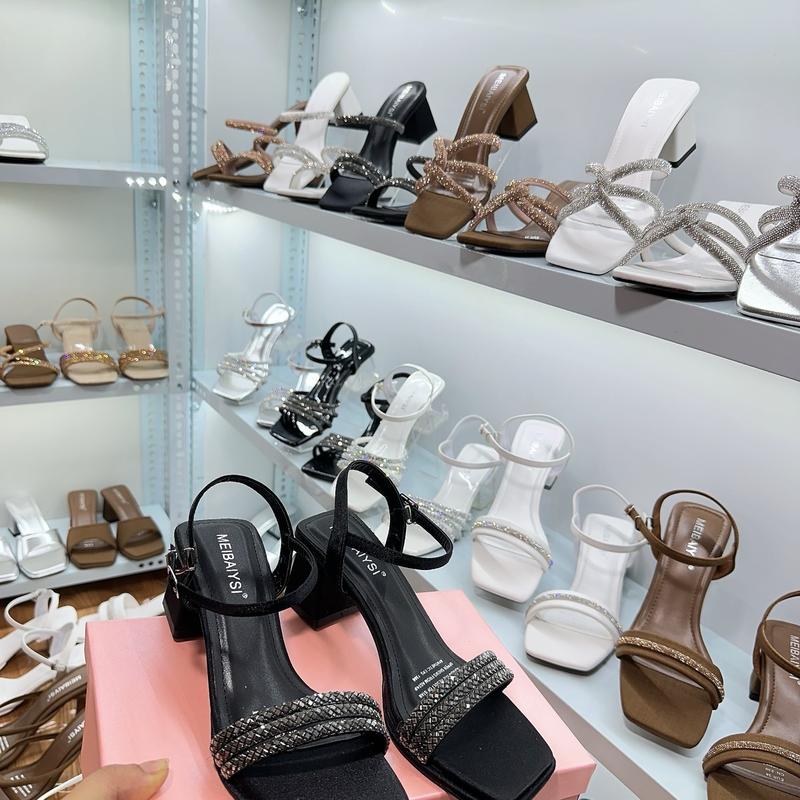 Dép  sandan 3 dây xoàn  gót cao 5p DéP Nữ Shoes GiàY Nhung