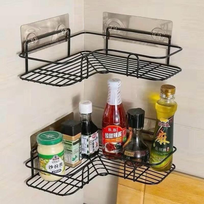 Combo 02 kệ góc nhà tắm, chất liệu thép sơn tĩnh điện, mỗi kệ kèm 2 miếng dán đôi chắc chắn 1