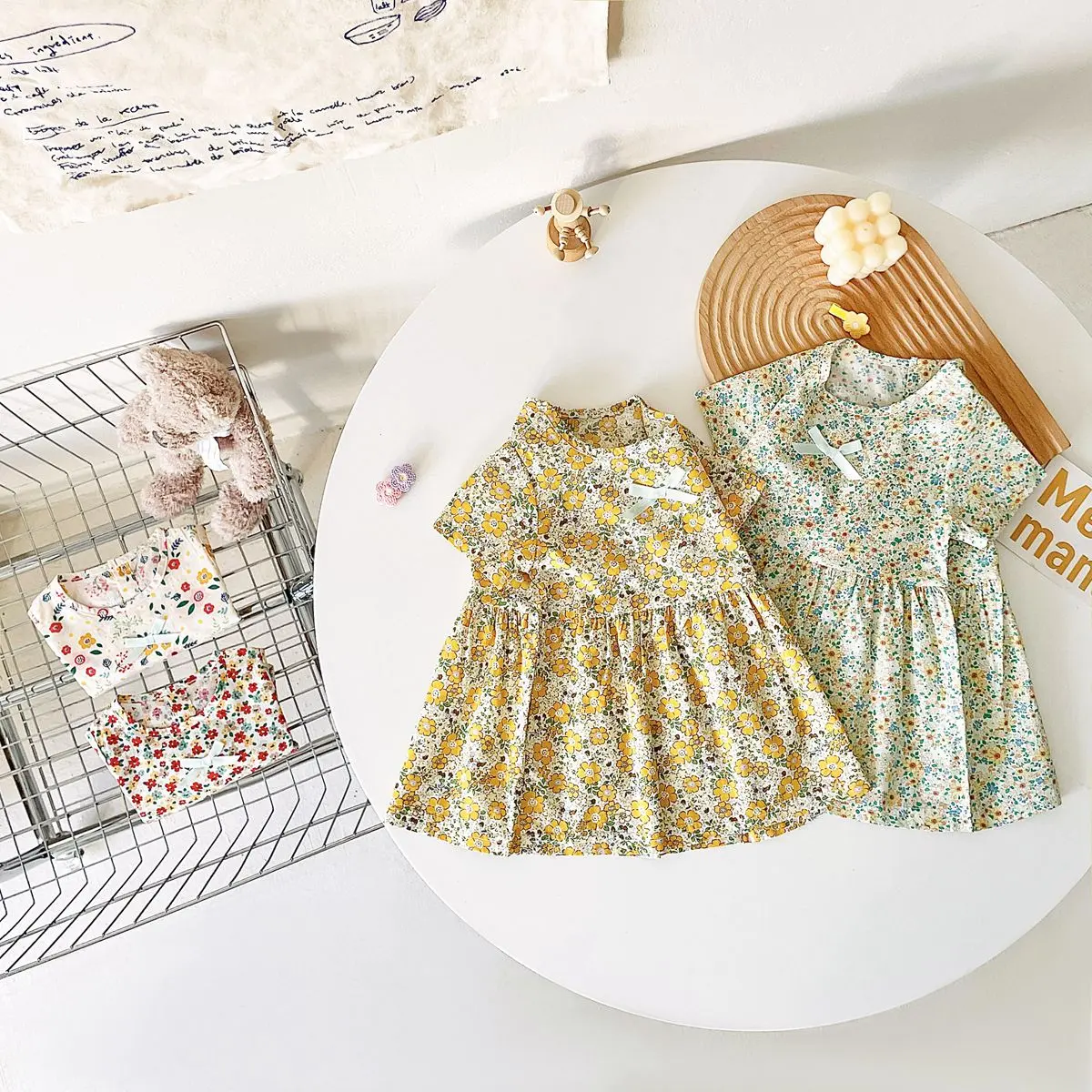 Sanlutoz Summer Floral Baby Girls Dress Short Sleeve Holiday Cute Kids Girls Clothing Casual