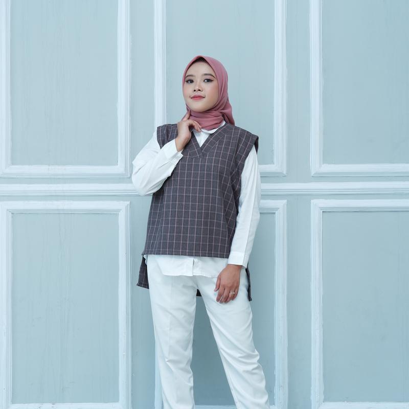 Agnella Vest Ungu Muda | Atasan Wanita Vest | Korean Style 0