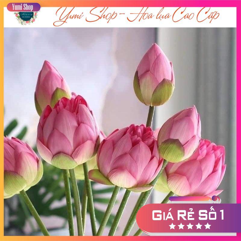  Cành Hoa sen giả  cao cấp- BÔNG sen QUAN ÂM   Giống thật 99%  - trang trí decor nhà cửa bền đẹp 