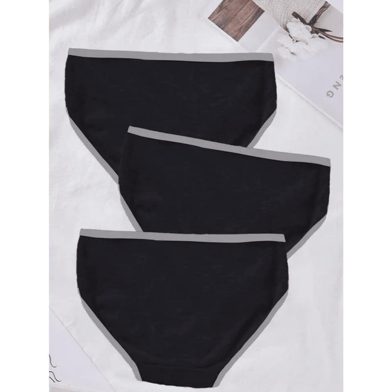 6pcs Women's Colorful Sports Minimalist Panties, Mid-Waist Japanese Black White Gray Ladies' Triangle Briefs 2