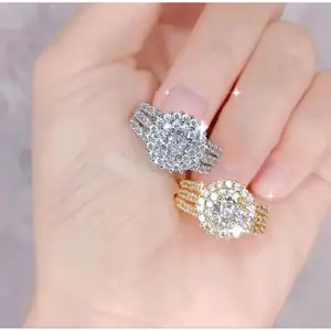 Cincin Titanium full Permata Gold Silver Perhiasan Wanita Terbaru Tahan Lama Tidak Luntur